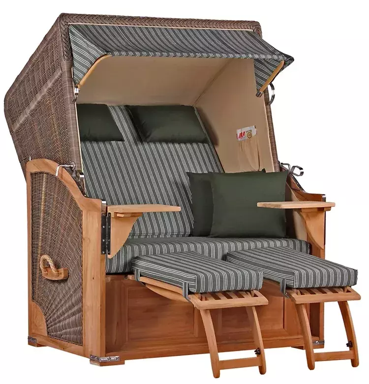 Strandkorb Nordstrand Teak PE grey Dessin 504 Grün Unkategorisiert online kaufen