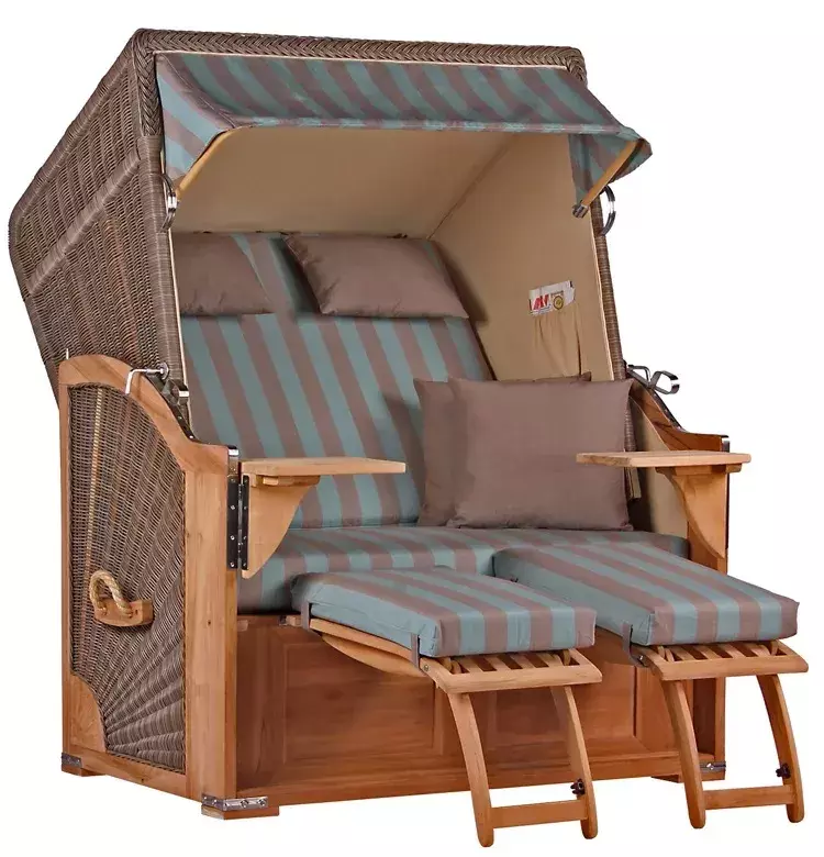 Strandkorb Nordstrand Teak PE grey Dessin 520 Türkis Unkategorisiert online kaufen