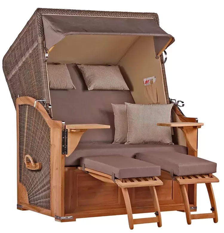 Strandkorb Nordstrand Teak PE grey Dessin 534 Beige Unkategorisiert online kaufen