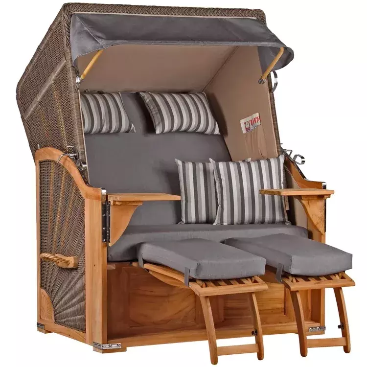 Strandkorb Nordstrand Teak PE grey Dessin 544 Grau Unkategorisiert online kaufen