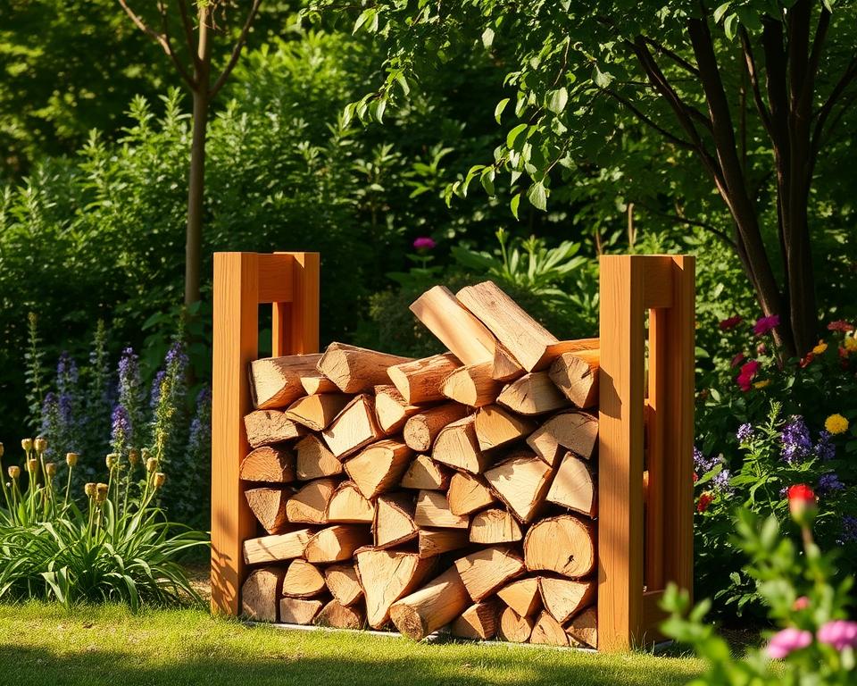Brennholzregal Gartendekoration