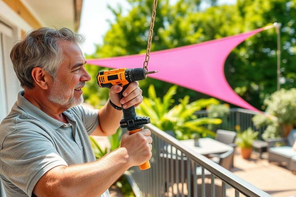 Sonnensegel am Balkon befestigen – Anleitung