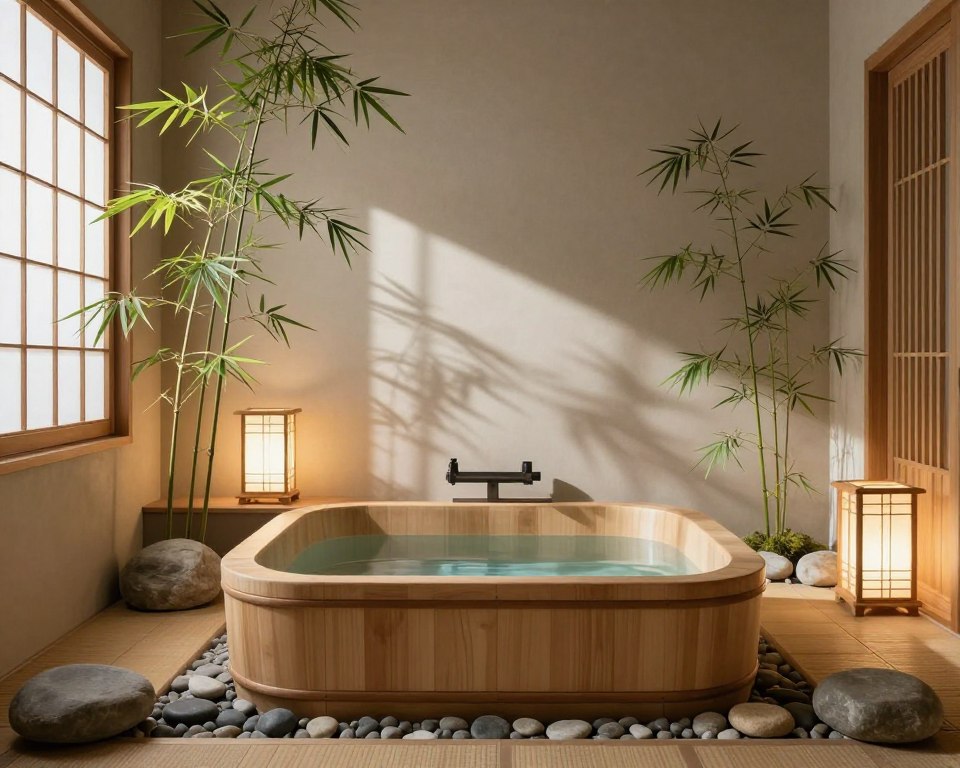 Lichtgestaltung japanisches Badezimmer