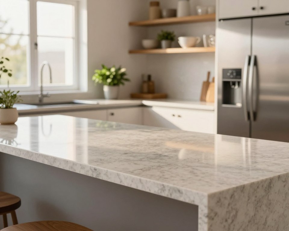 Moderne Küche mit Quarzarbeitsplatte Moderne Küche mit Quarzarbeitsplatte